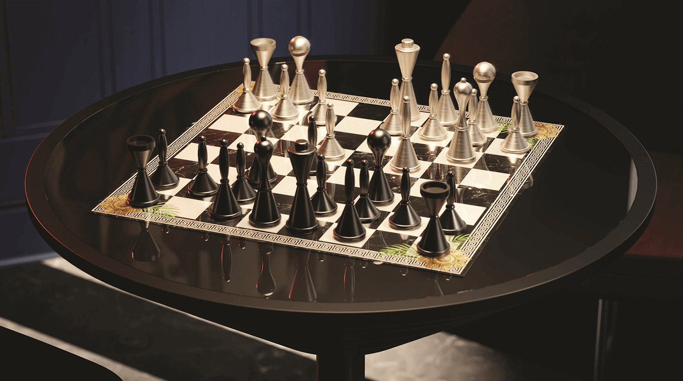 在一個角落,為棋盤保留一張桌子